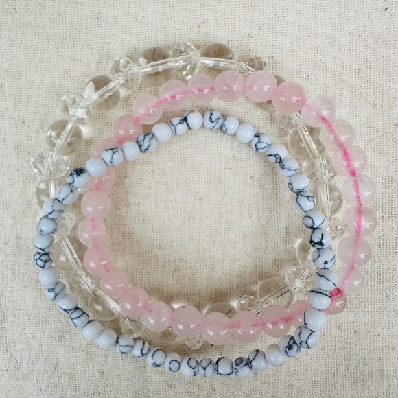 Love and Happiness Crystal bracelets - set of 3 - Picture 1 of 4